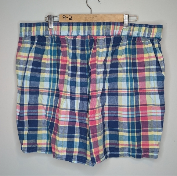Lane Bryant Madras Plaid Shorts Womens 20 Plus Multi Color Linen Blend Pull On - Picture 3 of 9
